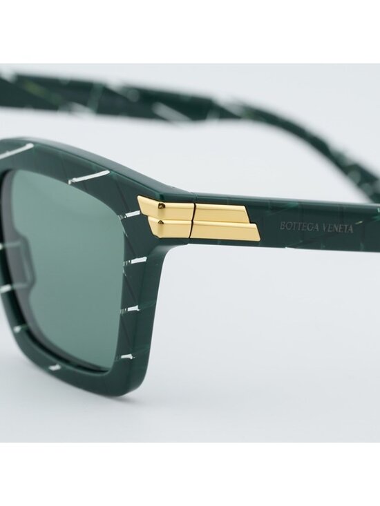 Bottega Veneta BV1005S 008 Sunglasses Green Square Frame, Green Lenses
